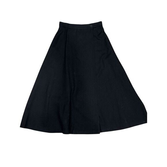 Talbots Skirt Womens Sz 8 100%‎ Worsted Wool Black 34" Long A Line Made In USA - Picture 1 of 9